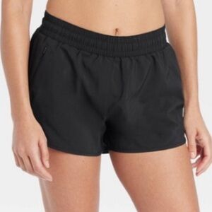 New Women's Woven Mid-Rise Run Shorts 3" - All in Motion Black S